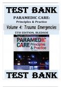 Test Bank for Paramedic Care&colon; Principles & Practice&comma; Volume 4 5th Edition by Bryan Bledsoe&comma; Robert Porter & Richard Cherry &comma; ISBN&colon; 9780134449746 &vert;&vert; Guide A&plus;