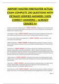 AIRPORT MASTER FIREFIGHTER ACTUAL EXAM COMPLETE 200 QUESTIONS WITH DETAILED VERIFIED ANSWERS &lpar;100&percnt; CORRECT ANSWERS&rpar; &sol; ALREADY GRADED A&plus;