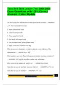 Taco Bell Shift Leader Test 2024&sol;2025  Exam Questions with 100&percnt; Correct  Answers &vert; Latest Update