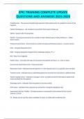 EPIC TRAINING COMPLETE UPDATE QUESTIONS AND ANSWERS 2023-2024