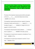 ACI Concrete Field Testing TechnicianGrade I 2024&sol;2025 Exam Questions and  Detailed Answers &vert; Get it 100&percnt; Correct  Answers