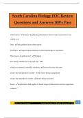 South Carolina Biology EOC Review Questions and Answers 100&percnt; Pass