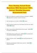 Floor Hockey Actual Exam  Questions With Reviewed 100&percnt;  Correct Detailed Answers  Guaranteed Pass 