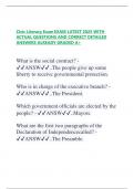 Civic Literacy Exam EXAM LATEST 2025 WITH  ACTUAL QUESTIONS AND CORRECT DETAILED  ANSWERS ALREADY GRADED A&plus; What is the social contract&quest; - ANSW&period;&period;The people give up some  liberty to receive governmental protectio