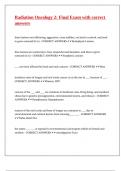 Radiation Oncology 2 Final Exam with correct answers