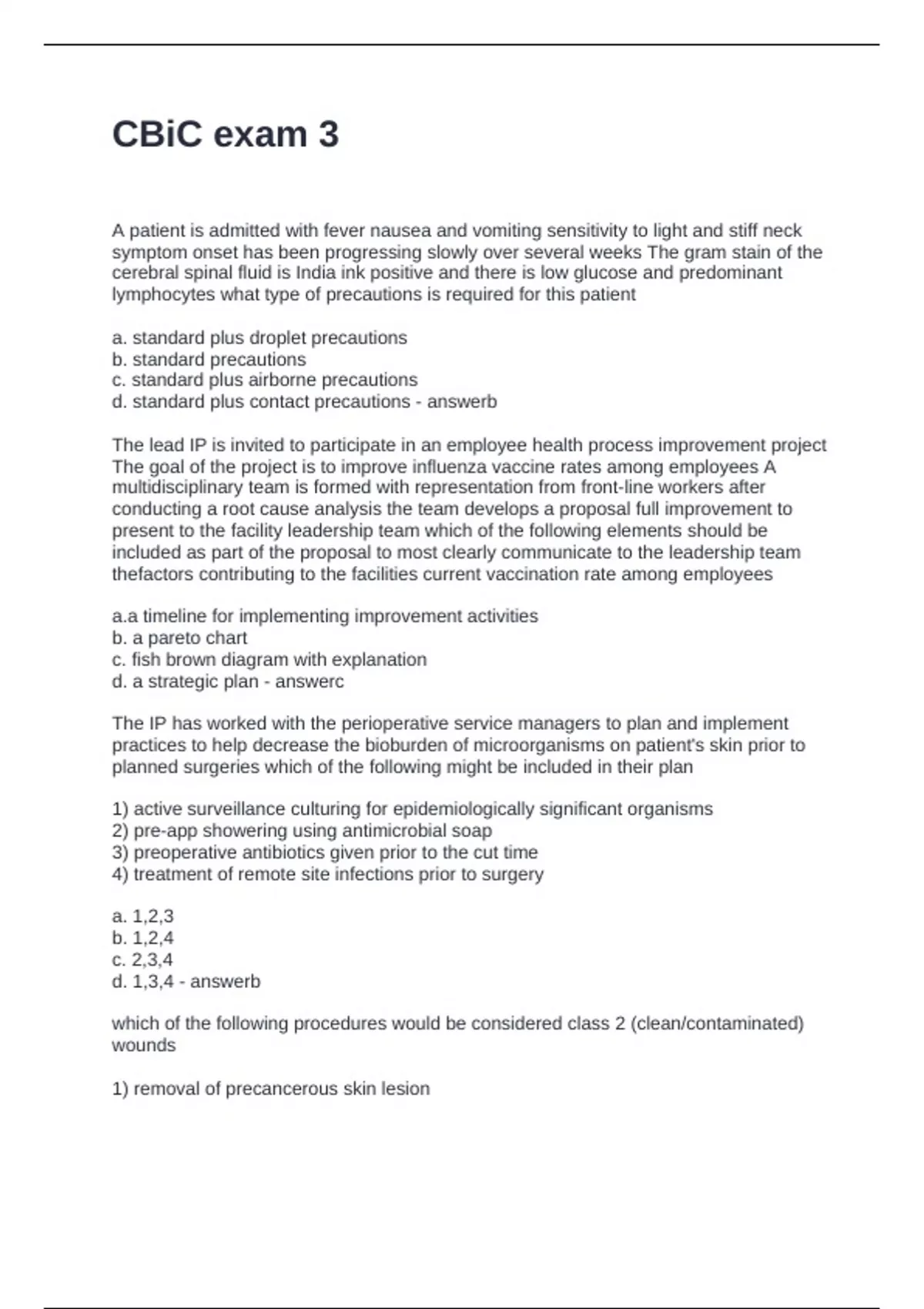 CBiC exam 3 Questions with Correct Answers - CBIC - Stuvia US