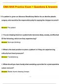 CMA NHA Practice Exam 1 &lpar;Latest 2025 &sol; 2026 Update&rpar; Questions and Verified Answers &vert; 100&percnt; Correct &vert; Grade A&plus;