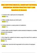 CMA BUNDLED TESTS & EXAMS CMA AAMA EXAM &sol; CMA STATE TEST PRACTICE &sol; CMA &lpar;AAMA&rpar; Practice Exam &sol; CMA CERTIFIED MEDICAL ASSISTANT NATIONAL CREDENTIAL REVIEW PRACTICE TEST 1-200 &lpar;Latest 2025 &sol; 2026 Update&rpar;&vert; Questions and Verified Answers &vert; 100&percnt; Correct &vert; Grad