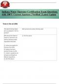 Indiana Water Operator Certification Exam Questions with 100&percnt; Correct Answers &vert; Verified &vert; Latest Update
