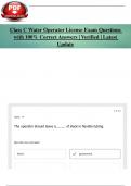 Class C Water Operator License Exam Questions with 100&percnt; Correct Answers &vert; Verified &vert; Latest Update