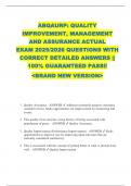 ABQAURP&colon; QUALITY  IMPROVEMENT&comma; MANAGEMENT  AND ASSURANCE ACTUAL  EXAM 2025&sol;2026 QUESTIONS WITH  CORRECT DETAILED ANSWERS &vert;&vert;  100&percnt; GUARANTEED PASS&excl;&excl;  <BRAND NEW VERSION> 