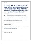 Summary MTEL General Curriculum 03  Study Guide - MTEL General curriculum  multi subject&lpar;2025 LATEST UPDATED&rpar; Questions and Correct Answers&sol; Latest  Update &sol; Already Graded