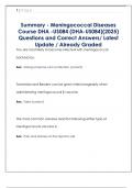 Summary - Meningococcal Diseases  Course DHA -US084 &lpar;DHA-US084&rpar;&lpar;2025&rpar; Questions and Correct Answers&sol; Latest  Update &sol; Already Graded