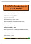 Med 102 Final Exam Questions and Answers 100&percnt; Pass