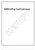 Exam &lpar;elaborations&rpar; WallStreetPrep&colon; Excel Crash course