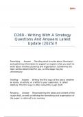 D269 - Writing With A Strategy Questions And Answers Latest Update &lpar;2025&rpar;&excl;&excl;
