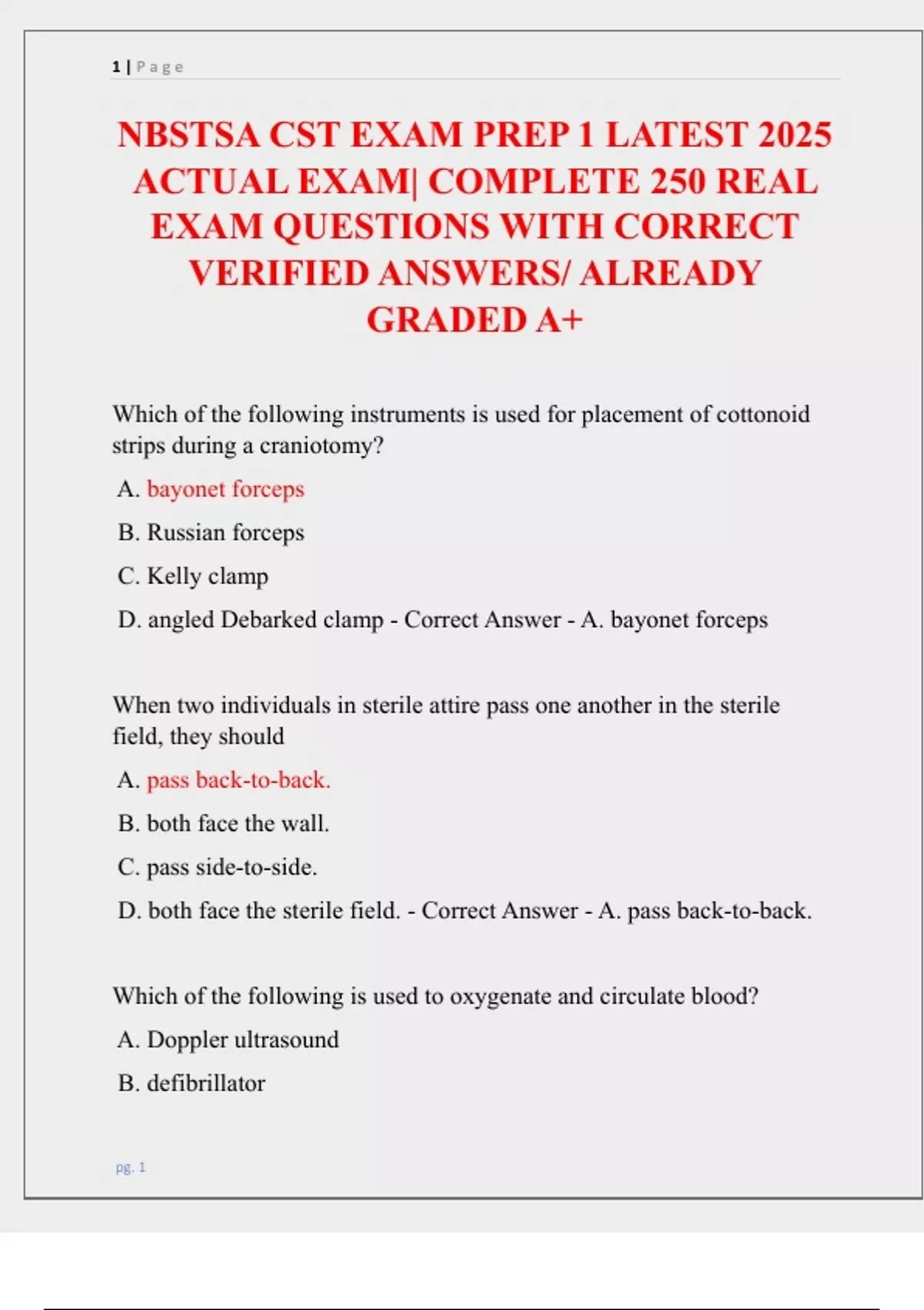 NBSTSA CST EXAM LATEST 2025 ACTUAL EXAM TEST BANK| COMPLETE 250 REAL ...