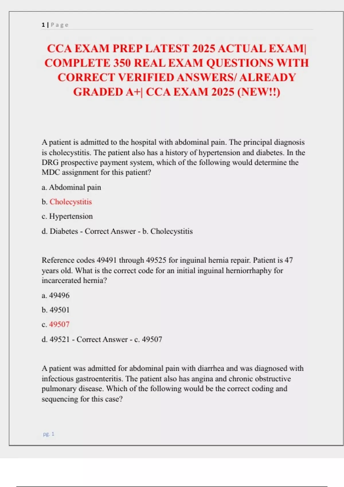 CCA EXAM PREP LATEST 2025 ACTUAL EXAM| COMPLETE 350 REAL EXAM QUESTIONS ...