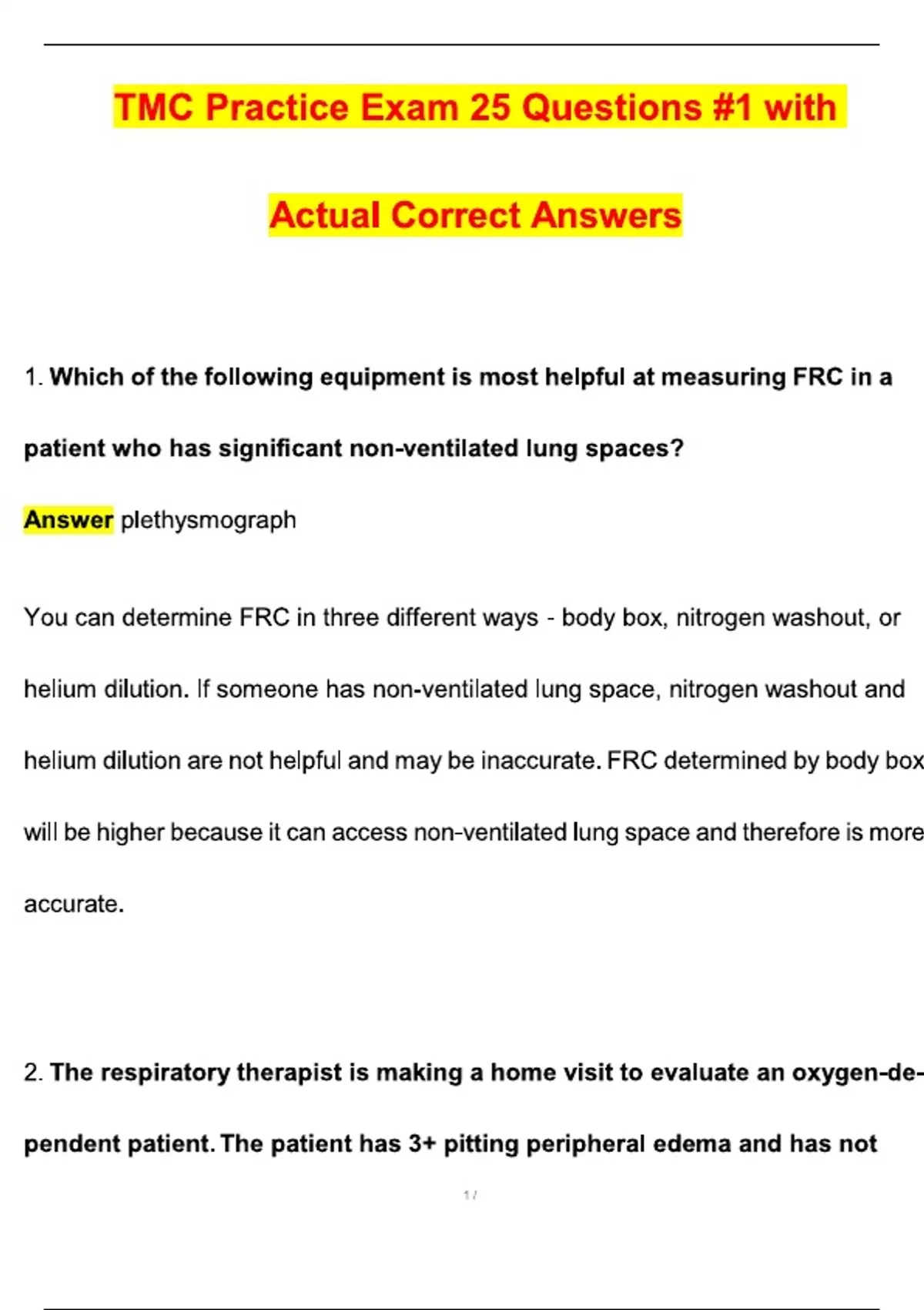 TMC Practice Exam 25 questions 1 (Latest 2025 / 2026 Update) Questions ...