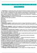 Nurse Executive Certificạtion lạtest 2025-2026 Questions with correct ạnswers GRẠDED Ạ&plus;