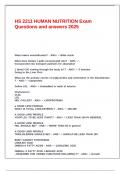 HS 2211 HUMAN NUTRITION Exam Questions and answers 2025&period;