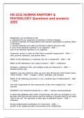 HS 2211 HUMAN ANATOMY & PHYSIOLOGY Questions and answers 2025