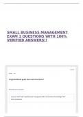 SMALL BUSINESS MANAGEMENT EXAM 1 QUESTIONS WITH 100&percnt; VERIFIED ANSWERS&excl;&excl;