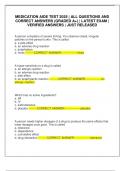MEDICATION AIDE TEST 2025 &vert; ALL QUESTIONS AND CORRECT ANSWERS &lpar;GRADED A&plus;&rpar; &vert; LATEST EXAM &vert; VERIFIED ANSWERS &vert; JUST RELEASED