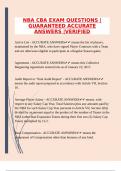 NBA CBA EXAM QUESTIONS &vert;GUARANTEED ACCURATE ANSWERS &vert;VERIFIED
