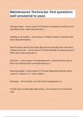 Maintenance Technician Test questions well answered to pass