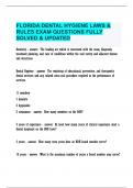 FLORIDA DENTAL HYGIENE LAWS & RULES EXAM QUESTIONS FULLY SOLVED & UPDATED&period;