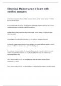 Electrical Maintenance 1 Exam with verified answers