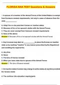 Florida NHA Test &lpar;Latest 2025 &sol; 2026 Update&rpar; Questions and Verified Answers &vert; 100&percnt; Correct &vert; Grade A&plus;