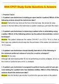 NHA CPCT Study Guide &lpar;Latest 2025 &sol; 2026 Update&rpar; Questions and Verified Answers &vert; 100&percnt; Correct &vert; Grade A&plus;