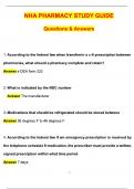 NHA pharmacy study guide &lpar;Latest 2025 &sol; 2026 Update&rpar; Questions and Verified Answers &vert; 100&percnt; Correct &vert; Grade A&plus;