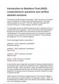 Introduction to Statistics Final (2025) comprehensive questions and verified detailed solutions