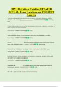 SDV 100&colon; Critical Thinking UPDATED ACTUAL Exam Questions and CORRECT  Answers