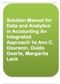 Solution Manual for  Data and Analytics  in Accounting An  Integrated  Approach 1st Edition by  Ann C&period;  Dzuranin&comma; Guido  Geerts&comma; Margarita  Lenk 
