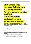 ENA Emergency Nursing Orientation 3&period;0 All Questions Review complete with verified solutions