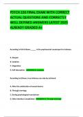 PSYCH 226 FINAL EXAM WITH CORRECT ACTUAL QUESTIONS AND CORRECTLY WELL DEFINED ANSWERS LATEST 2025  ALREADY GRADED A&plus; 