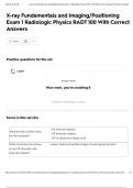 X-ray Fundamentals and Imaging&sol;Positioning Exam 1 Radiologic Physics RADT 100 With Correct Answers