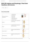 BIOS 251 Anatomy and Physiology 1 Final Exam Questions with Answers