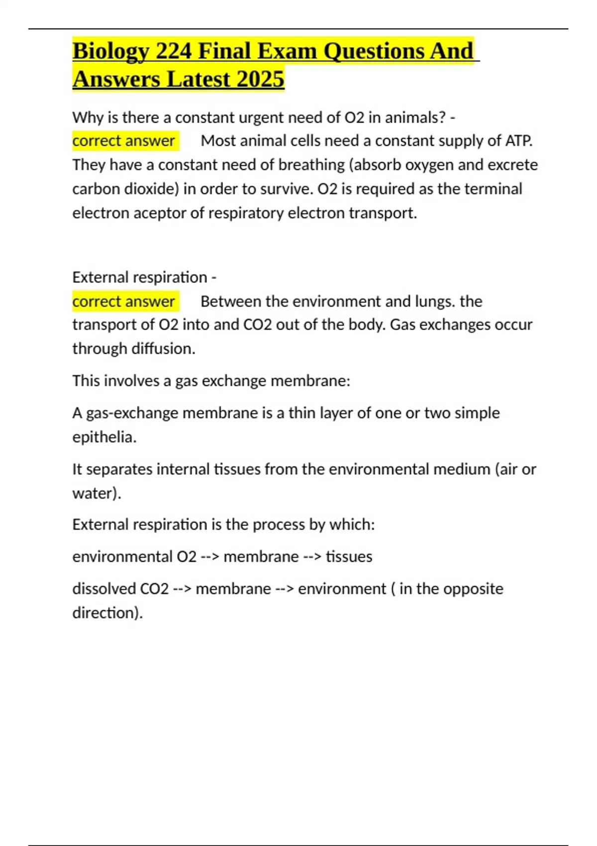 Biology 224 Final Exam Questions And Answers Latest 2025.docx - Biol ...