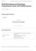 BIOS 255 Anatomy and Physiology Comprehensive Exam with Verified Answers