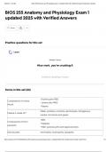 BIOS 255 Anatomy and Physiology Exam 1 updated 2025 with Verified Answers