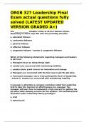 ORGB 327 Leadership Final Exam actual questions fully solved &lpar;LATEST UPDATED VERSION&rpar;