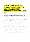 Az ROC Trade Exam B-3 License&period; actual questions fully solved &lpar;LATEST UPDATED VERSION GRADED A&plus;&rpar;