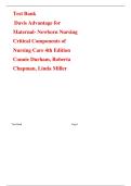 Davis Advantage for Maternal-Newborn Nursing 4th Edition Test Bank &vert; 2025 Verified Questions & Answers &vert; Critical Components of Nursing Care