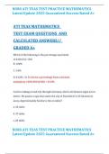 ATI TEAS MATHEMATICS TEST EXAM QUESTIONS AND CALCULATED ANSWERS GRADED A&plus;