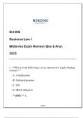 BU 206 Business Law I &lpar;HU&rpar; Midterms Qns & Ans 2025&period;